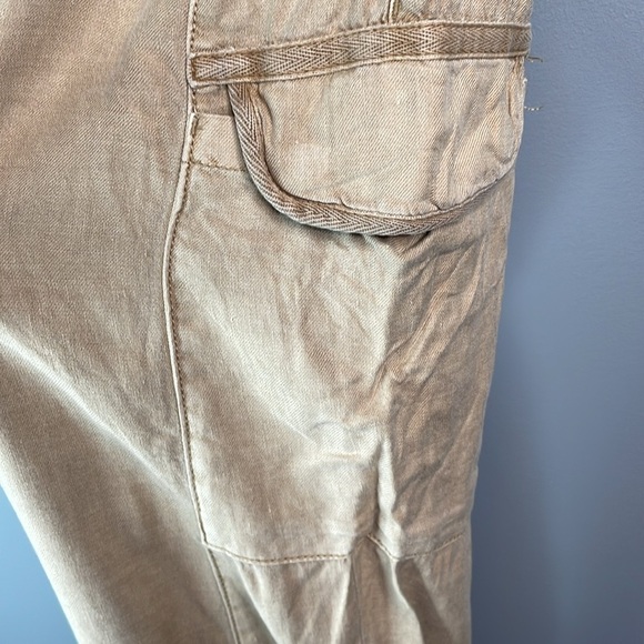 American Eagle Linen Blend Cargo Jogger Pants Khaki Tan Loose Fit Utility Size 6 - Picture 5 of 12